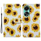 For OPPO A38 4G Painted Pattern Horizontal Flip Leather Phone Case(Sunflower) - 1