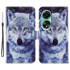 For OPPO A58 4G Painted Pattern Horizontal Flip Leather Phone Case(White Wolf) - 1