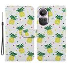 For OPPO Reno10 /10 Pro Global Painted Pattern Horizontal Flip Leather Phone Case(Pineapple) - 1