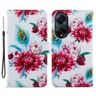 For OPPO A98 Painted Pattern Horizontal Flip Leather Phone Case(Peacock Flower) - 1