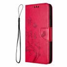 For Motorola Moto G54 Butterfly Flower Pattern Flip Leather Phone Case(Red) - 2