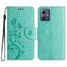 For Motorola Moto G54 Butterfly Flower Pattern Flip Leather Phone Case(Green) - 1