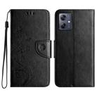 For Motorola Moto G54 Butterfly Flower Pattern Flip Leather Phone Case(Black) - 1