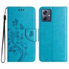 For Motorola Moto G35 Butterfly Flower Pattern Flip Leather Phone Case(Blue) - 1