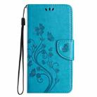 For Motorola Moto G35 Butterfly Flower Pattern Flip Leather Phone Case(Blue) - 2