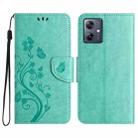 For Motorola Moto G35 Butterfly Flower Pattern Flip Leather Phone Case(Green) - 1