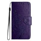 For Motorola Moto G55 Butterfly Flower Pattern Flip Leather Phone Case(Dark Purple) - 2