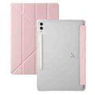 For Samsung Galaxy Tab S9 FE+ Clear Acrylic Deformation Leather Tablet Case(Pink) - 1