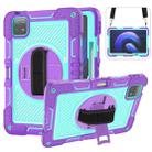 For Xiaomi Pad 6 360 Degree Rotation PC Contrast Silicone Tablet Case(Purple + Mint Green) - 1