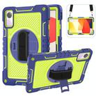 For Xiaomi Redmi Pad SE 360 Degree Rotation PC Contrast Silicone Tablet Case(Navy Blue + Yellow Green) - 1