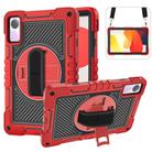 For Xiaomi Redmi Pad SE 360 Degree Rotation PC Contrast Silicone Tablet Case(Red + Black) - 1