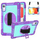 For Xiaomi Redmi Pad SE 360 Degree Rotation PC Contrast Silicone Tablet Case(Purple + Mint Green) - 1