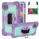 For Redmi Pad SE 8.7 4G 360 Degree Rotation PC Contrast Silicone Tablet Case(Purple + Mint Green) - 1