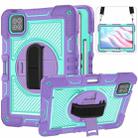 For Xiaomi Pad 7 / 7 Pro 360 Degree Rotation PC Contrast Silicone Tablet Case(Purple + Mint Green) - 1