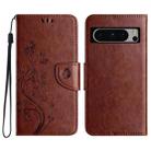 For Google Pixel 8 Pro Butterfly Flower Pattern Flip Leather Phone Case(Brown) - 1