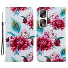 For Honor 90 Pro Painted Pattern Horizontal Flip Leather Phone Case(Peacock Flower) - 1