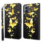 For Motorola Moto G14 3D Painting Pattern Flip Leather Phone Case(Gold Butterfly) - 1