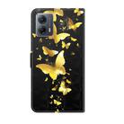 For Motorola Moto G14 3D Painting Pattern Flip Leather Phone Case(Gold Butterfly) - 3