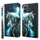 For Motorola Moto G14 3D Painting Pattern Flip Leather Phone Case(Wolf) - 1
