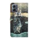 For Motorola Moto G14 3D Painting Pattern Flip Leather Phone Case(Cat Tiger) - 3