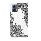 For Motorola Moto G14 3D Painting Pattern Flip Leather Phone Case(Diagonal Black Flower) - 3