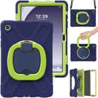 For Samsung Galaxy Tab A9+ Silicone Hybrid PC Tablet Case with Holder & Shoulder Strap(Navy Blue + Lime) - 1