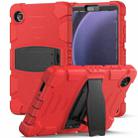 For Samsung Galaxy Tab A9 3-Layer Protection Screen Frame + PC + Silicone Shockproof Combination Tablet Case with Holder(Red+Black) - 1