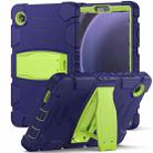 For Samsung Galaxy Tab A9 3-Layer Protection Screen Frame + PC + Silicone Shockproof Combination Tablet Case with Holder(NavyBlue+Lime) - 1