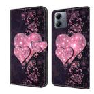 For Motorola Moto G14 Crystal 3D Shockproof Protective Leather Phone Case(Lace Love) - 1