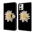 For Motorola Moto G54 Crystal 3D Shockproof Protective Leather Phone Case(White Flower) - 1