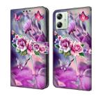 For Motorola Moto G54 Crystal 3D Shockproof Protective Leather Phone Case(Butterfly) - 1