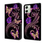 For Motorola Moto G54 Crystal 3D Shockproof Protective Leather Phone Case(Purple Flower Butterfly) - 1