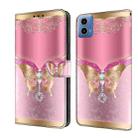 For Motorola Moto G24 Power Crystal 3D Shockproof Protective Leather Phone Case(Pink Bottom Butterfly) - 1