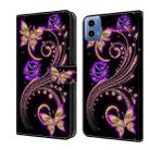 For Motorola Moto G24 Power Crystal 3D Shockproof Protective Leather Phone Case(Purple Flower Butterfly) - 1