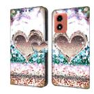 For Motorola Moto G04 Crystal 3D Shockproof Protective Leather Phone Case(Pink Diamond Heart) - 1