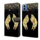 For Motorola Moto G34 Crystal 3D Shockproof Protective Leather Phone Case(Golden Wings) - 1