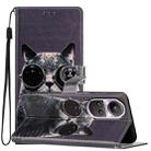 For OPPO Reno10 /10 Pro Global Colored Drawing Leather Phone Case(Sunglasses Cat) - 1