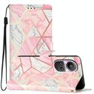 For OPPO Reno10 /10 Pro Global Colored Drawing Leather Phone Case(Pink Marble) - 1