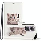 For OPPO Reno10 /10 Pro Global Colored Drawing Leather Phone Case(Little Tabby Cat) - 1
