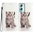 For OPPO A79 5G / A2 5G Colored Drawing Leather Phone Case(Little Tabby Cat) - 1