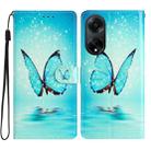 For OPPO A98 Colored Drawing Leather Phone Case(Blue Butterfly) - 1