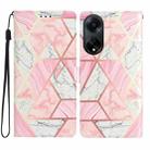 For OPPO A98 Colored Drawing Leather Phone Case(Pink Marble) - 1