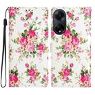 For OPPO A98 Colored Drawing Leather Phone Case(Peonies) - 1