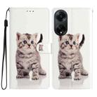 For OPPO A98 Colored Drawing Leather Phone Case(Little Tabby Cat) - 1