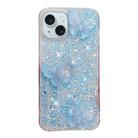 For iPhone 14 Plus Starry Sequin Crystal Butterflies Epoxy TPU Phone Case(Blue) - 1