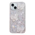 For iPhone 14 Plus Starry Sequin Crystal Butterflies Epoxy TPU Phone Case(Silver) - 1