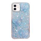 For iPhone 12 Starry Sequin Crystal Butterflies Epoxy TPU Phone Case(Blue) - 1