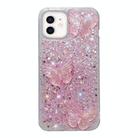 For iPhone 12 Starry Sequin Crystal Butterflies Epoxy TPU Phone Case(Pink) - 1