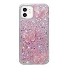 For iPhone 12 mini Starry Sequin Crystal Butterflies Epoxy TPU Phone Case(Pink) - 1