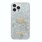 For iPhone 15 Pro Starry Sequin Diamond Heart Epoxy TPU Phone Case(Silver) - 1